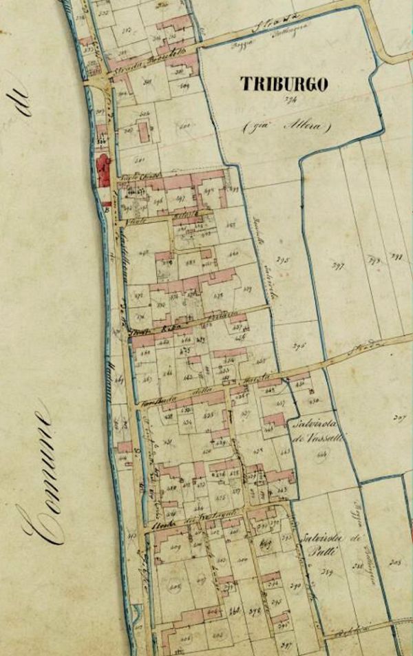 Estratto dalle mappe catastali del 1852, Triburgo